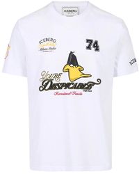 Iceberg - Tops ,Wit ,Katoen Regular Fit Katoenen Jersey T-Shirt - Lyst