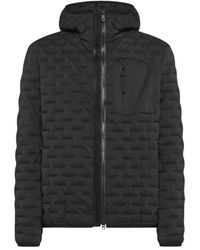 Peuterey - Jassen ,Zwart ,Leer Stretch Puffer Met Geometrische Stiksels - Lyst