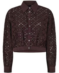 Pinko - Overhemden ,Bruin ,Charita Crop Shirt - Lyst