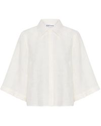 Karen By Simonsen - Witte Blouse Met 3/4 Mouwen - Lyst