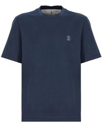 Brunello Cucinelli - Blaues baumwoll-t-shirt für männer - Lyst