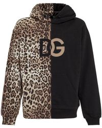 Dolce & Gabbana - Con cappuccio dg logo giunti con stampa leopardata - Lyst