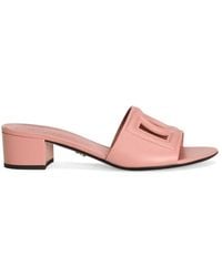 Dolce & Gabbana - Dg Logo Leather Mule - Lyst