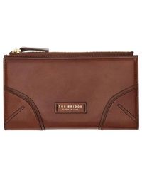 The Bridge - Accessoires ,Bruin ,Leer Bruin Leren Horizontale Portemonnee Met Muntvak - Lyst