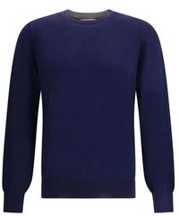 Brunello Cucinelli - Gerippter Rundhalsausschnitt Woll-Kaschmir Pullover - Lyst