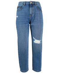 Yes-Zee - Jeans blu a vita alta con strappi e usura - Lyst