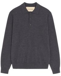 Valentino - Tops ,Grijs ,Wol Wol Polo Met Vlogo Borduurwerk - Lyst