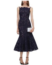 Self-Portrait - Kleedjes ,Blauw ,Leer Spiral Kant Midi Jurk - Lyst