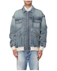 Golden Goose - Blouson Bleu En Denim À Effet Délavé - Lyst