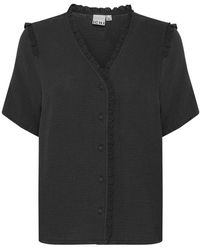 Ichi - Schwarze V-Ausschnitt Bluse Ihmika Sh2 - Lyst