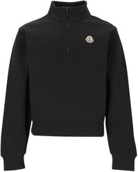 Moncler - Half-Zip Sweatshirt Met Logo - Lyst