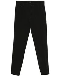 HUGO - Broeken ,Zwart ,Leer Flat-Front Chino Broek - Lyst