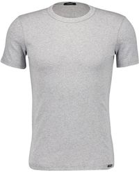 Tom Ford - Tops ,Grijs ,Katoen T-Shirt Met Ronde Hals - Lyst