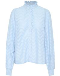 Kaffe - Elegante chambray-bluse mit puffärmeln - Lyst