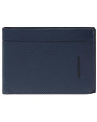 Piquadro - Accessoires ,Blauw ,Leer Portemonnee Met Opklapbaar Id-Venster - Lyst