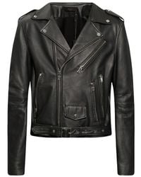 Amiri Leather jacket with logo - Schwarz