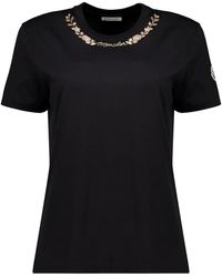 Moncler - Tops ,Zwart ,Katoen Katoenen T-Shirt - Lyst