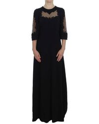 Dolce & Gabbana Embroidery Maxi Jurk - Zwart