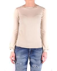 Twinset - Truien & Vesten ,Wit ,Leer Gebreide Truien Met Ronde Hals - Lyst