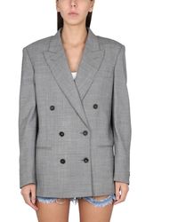 Stella McCartney - Jassen ,Grijs ,Linnen Oversized Double-Breasted Blazer - Lyst