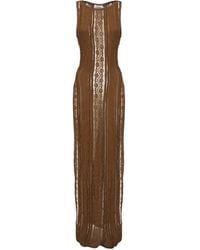 Charo Ruiz - Braunes Baumwoll Off-Shoulder Kleid Mit Schlitzen - Lyst