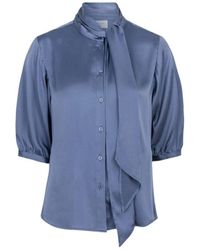 Dante 6 - Overhemden ,Blauw ,Storm Zijden Blouse Met Georgette Achterkant - Lyst