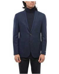 Corneliani - Jassen ,Blauw ,Wol Blauwe Wollen Blazer Met Zakken - Lyst