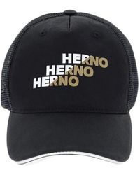 Herno - Accessoires ,Zwart ,Katoen Stijlvolle Zwarte Baseballpet - Lyst