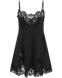Dolce & Gabbana - Silk Dress With Lace Inserts - Lyst