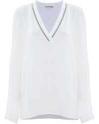 Kocca - Klische v-ausschnitt bluse mit glänzenden details - Lyst