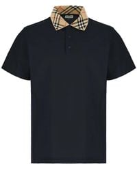 Burberry - Polo Shirt Met Geruite Kraag Van Katoen - Lyst
