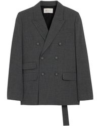 Ami Paris - Jassen ,Grijs ,Katoen Dubbelrijige Boxy Blazer - Lyst