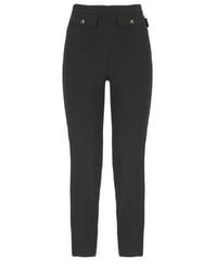 Elisabetta Franchi - Schwarze Hose Mit Logo-Knöpfen - Lyst