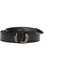 Orciani - Cirkelvormige Zilveren Zwarte Leren Riem - Lyst