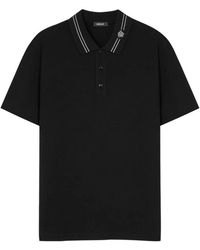 Versace - Tops ,Zwart ,Katoen Polo Met Knoopsluiting Aan De Voorkant - Lyst