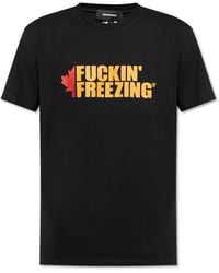 DSquared² - Tops ,Zwart ,Katoen T-Shirt Met Print - Lyst