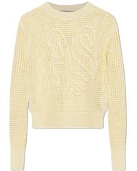 AllSaints - Truien & Vesten ,Geel ,Polyester Raelyn Relaxed Fit Open Stitch Sweater - Lyst