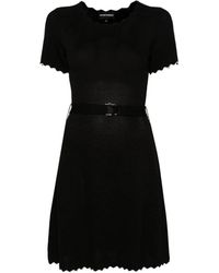 Emporio Armani - Vestido negro a-línea 3d-tejido - Lyst