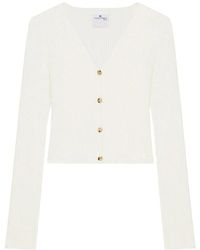 Courreges - Truien & Vesten ,Wit ,Witte Logo V-Hals Trui - Lyst