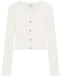 Courreges - Weißer logo v-ausschnitt pullover - Lyst