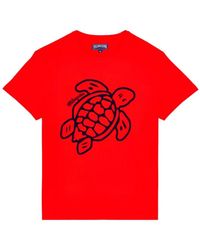 Vilebrequin - T-shirt Aus Bio-baumwolle Mit Aufgestickter Schildkröte Für Herren - Lyst
