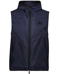 Moncler - Jassen ,Blauw ,Nylon Moderne Mouwloze Vest Moretan - Lyst