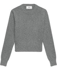 Ami Paris - Truien & Vesten ,Grijs ,Wol Casual Grijze Sweatshirt - Lyst