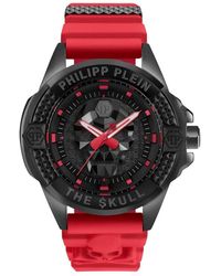 Philipp Plein - Orologio teschio nero rosso con cinturino in silicone - Lyst