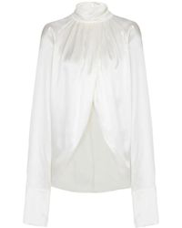 Balmain - Zijden Blouse Met Draperie - Lyst