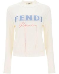Fendi - Cashmere pullover mit logo jacquard - Lyst