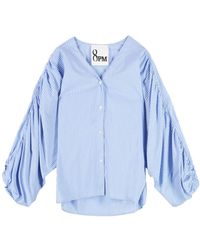 8pm - Gestreept V-Hals Shirt Met Lange Mouwen - Lyst