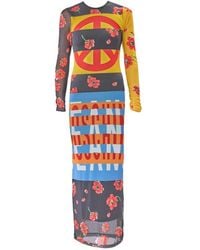 Moschino - Kleedjes ,Veelkleurig ,Polyester Abito Lungo Tulle Stampa Ml - Lyst