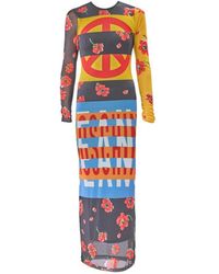 Moschino - Kleedjes ,Veelkleurig ,Polyester Abito Lungo Tulle Stampa Ml - Lyst