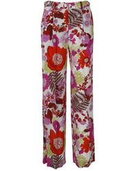 P.A.R.O.S.H. - Pantalones anchos de seda floral - Lyst